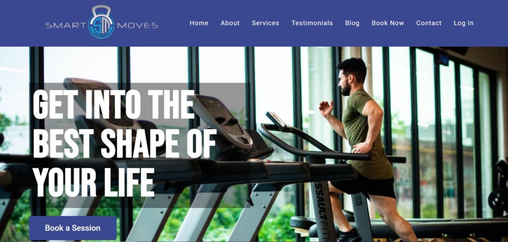 screenshot of the smart moves fitness homepage | Nicole Moran, Affordable Web Design Services